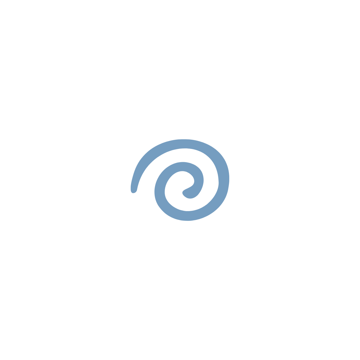 Happy Ripples blue swirl brand icon on transparent background for website design and branding