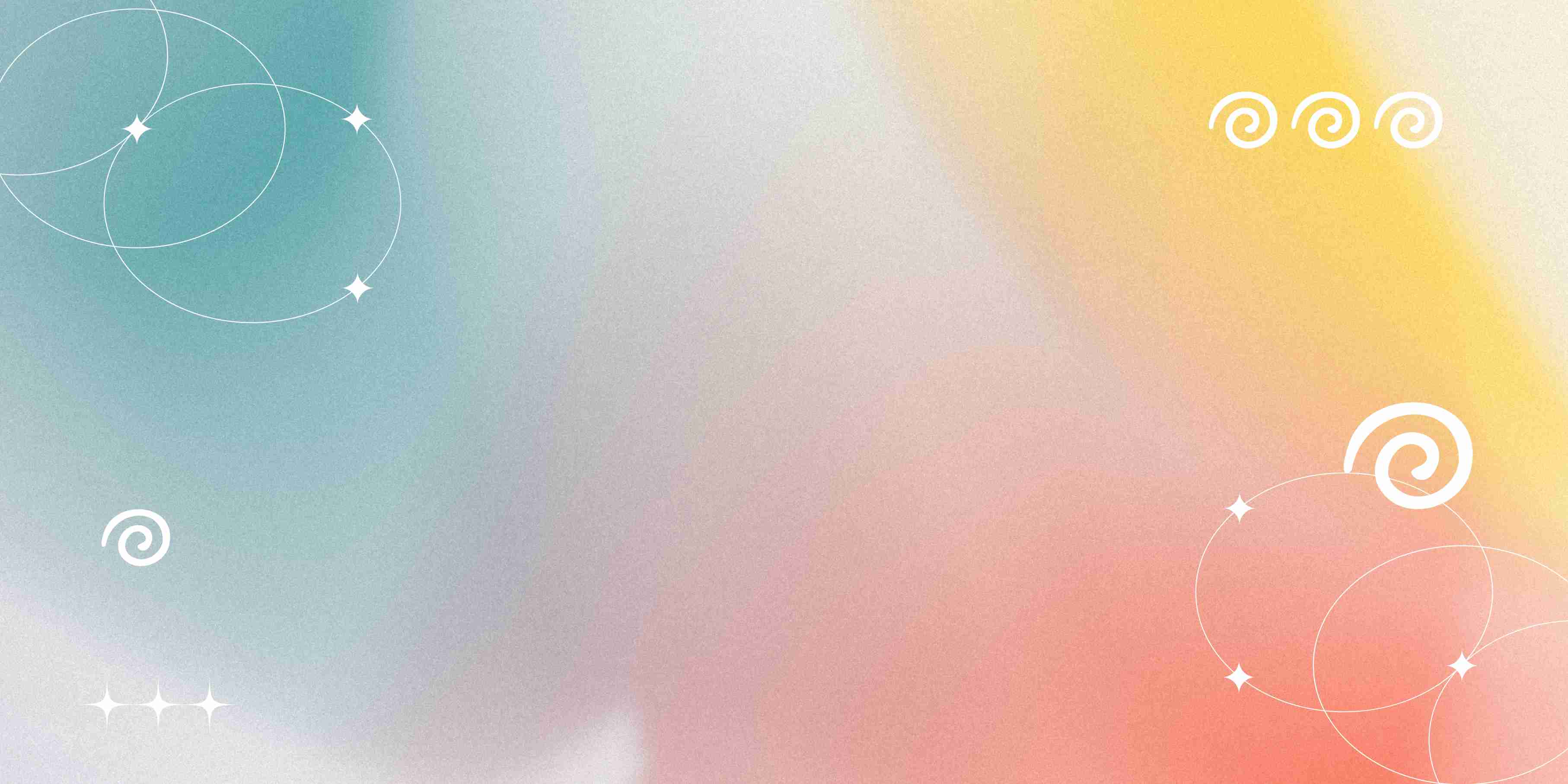 Happy Ripples pastel gradient background with white swirl graphics and sparkle accents for website design and brand styling