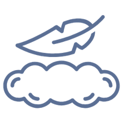 Happy Ripples soft feather and cloud icon on transparent background for gentle laundry care website design and brand styling