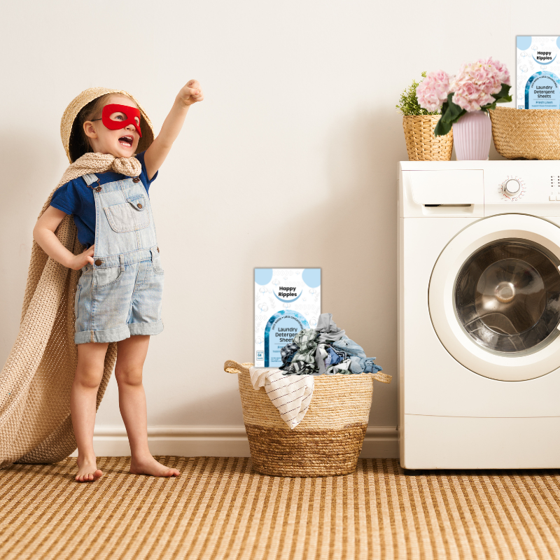 Simple laundry with pre-measured detergent sheets