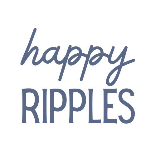 Happy Ripples logo on blue background