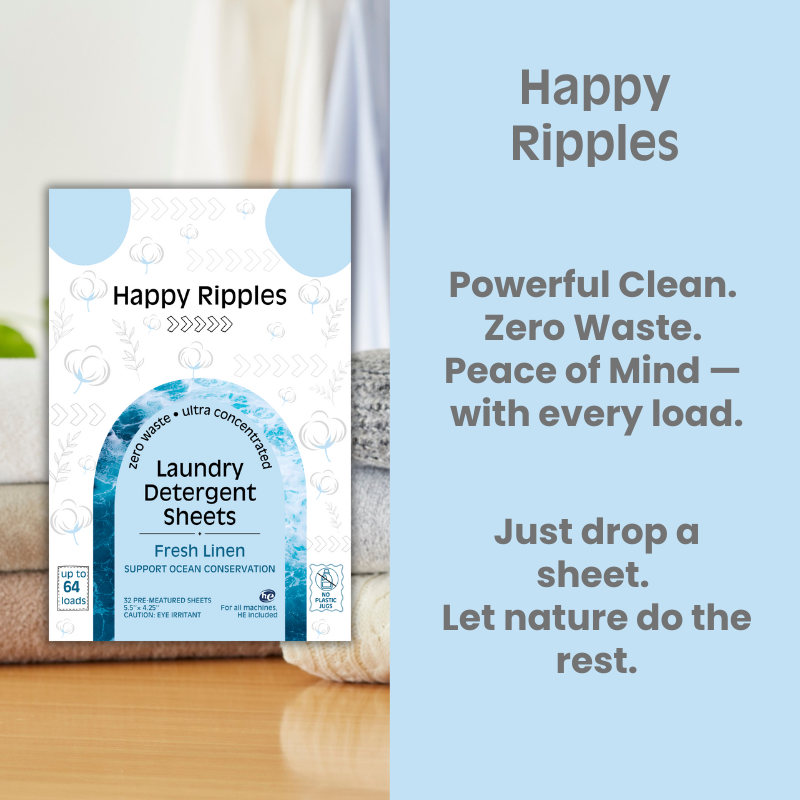 happy ripples, Zero-mess detergent sheet for front-loading washers