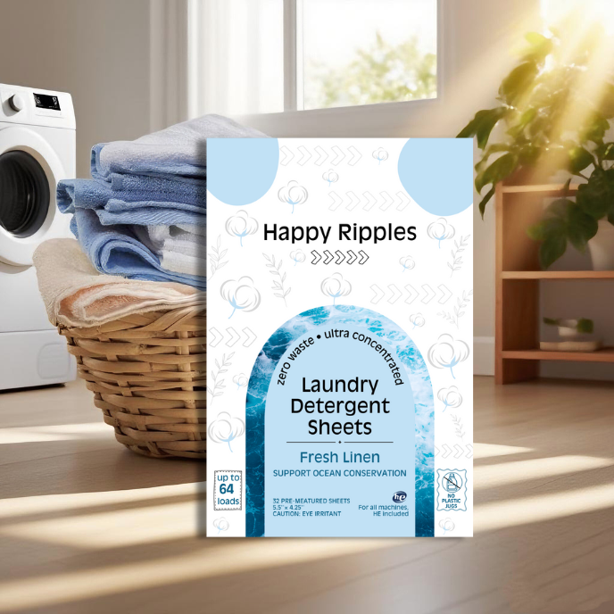 happy ripples, Replacing liquid detergent with lightweight detergent sheets